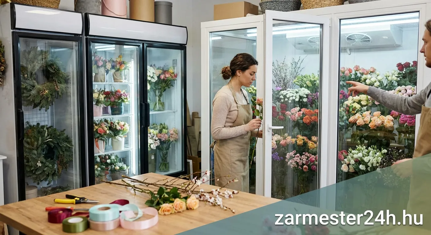 Koszorú készítő virág hűtő szekrény telepítve