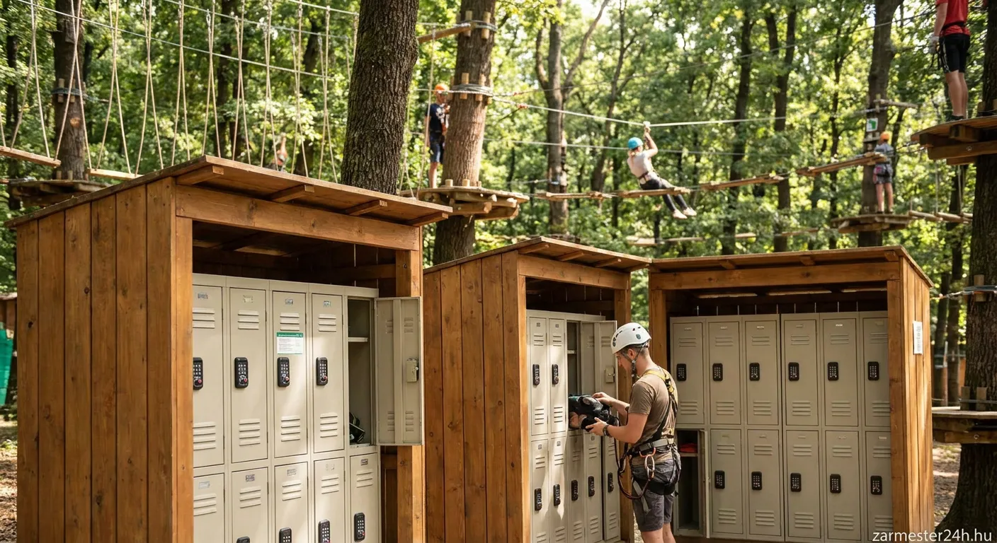 Zip-line park értékmegörző zárak felszerelve kültéri környezetben